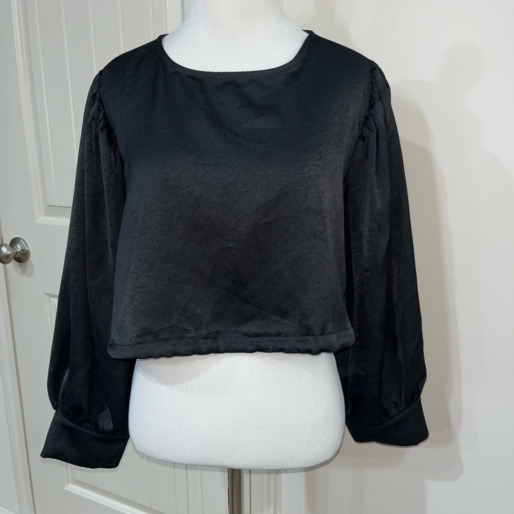 MELISSA NEPTON Black Satin Blouse